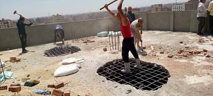 ازاله عدد ١٠ حالات بناء مخالف بمساحه ٥٨٠متر بمدينة الخصوص