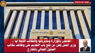 وزير العمل يُعلن عن فتح باب التقديم على وظائف مكاتب التمثيل العمالي بالخارج