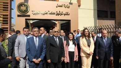وزراء التخطيط والتنمية والعدل ومحافظ الجيزة يفتتحون مكتب توثيق محكمة جنوب الجيزة