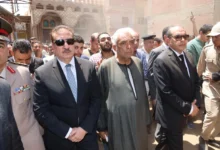 محافظ المنوفية يتقدم الجنازة العسكرية للرائد أحمد حافظ بمسقط رأسه بقرية طه شبرا بقويسنا