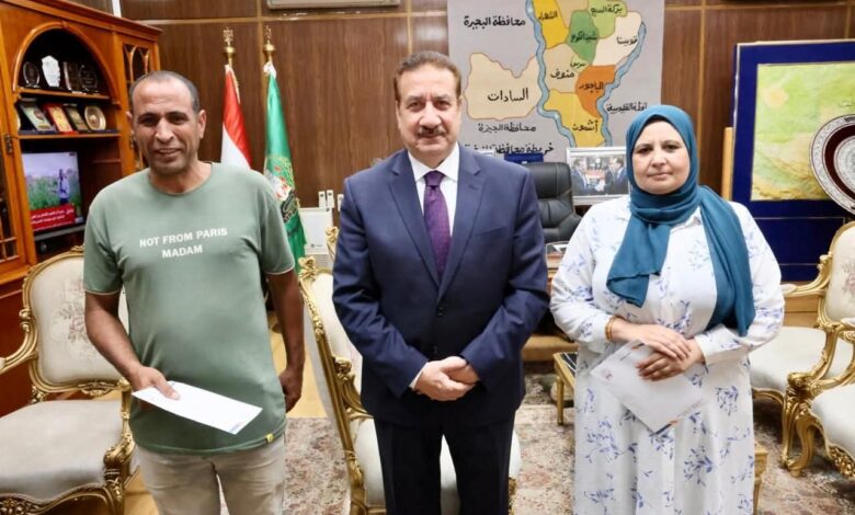 محافظ المنوفية يكرم مديرة المركز التكنولوجي ومسئول الخزينة بتلا لأمانتهم