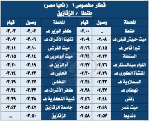 تشغيل عدد من الرحلات المخصوصة من والي مدينة طنطا يوم الجمعة 17 / 10 / 2025