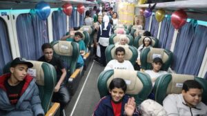 سكك حديد مصر تستقبل أطفال مستشفى 57357 بمحطة بشتيل
