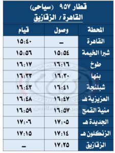 اضافة مقرر وقوف لقطارى 957 – 944 بمحطة الجديدة بمحافظة الشرقية