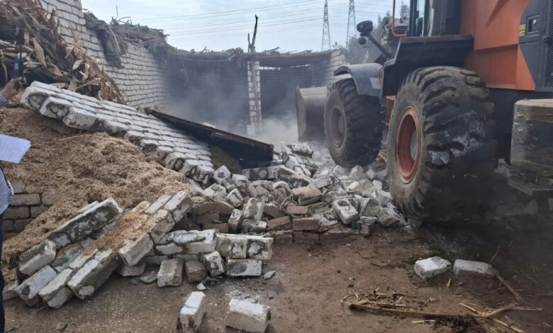 رفع 425 حالة إشغال متنوعه بالفشن جنوب بنى سويف