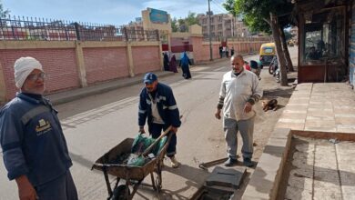 متابعة اعادة تطهير خطوط الصرف ورفع مخلفات التطهير باماكن متفرقة بمدينة دسوق