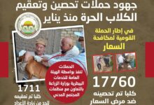 وزارة الزراعة : تحصين 17760 كلب حر