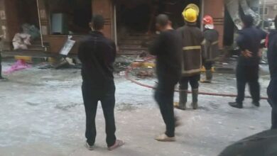 حريق بمحل مفروشات بشارع الاستاد الرياضي بشبين الكوم