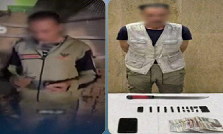ضبط عاطل يقوماستعراض المخدرات بحوزته حشيش وسلاح أبيض بحلوان