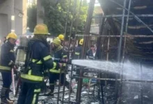 إخمادا حريق فى جراج فى السلام