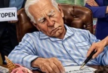 ترامب يسخر مجدداً من بايدن بكاريكاتير ...نائماً بالبيجاما فى المكتب البيضاوى