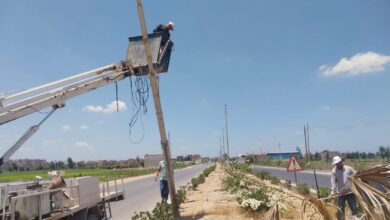 إعادة تأهيل وتركيب 28 عمود إنارة بكفر الشيخ
