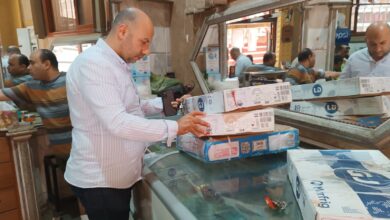 ضبط سلع ومواد غذائية منتهية الصلاحية وغير صالحة للاستهلاك الآدمي بفوه بكفرالشيخ