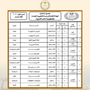 إعلان أرقام جلوس الثانوية العامة 2026 بموقع وزارة التربية والتعليم مساء اليوم