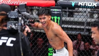 المقاتل الأنونيسى بلال حسن يسقط روخاس بالضربة القاضية "UFC Shanghai" بشنغهاي الصينية