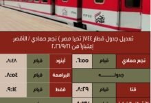 تعديلات على تشغيل ومواعيد وتركيب بعض القطارات اعتبارًا من 15 سبتمبر