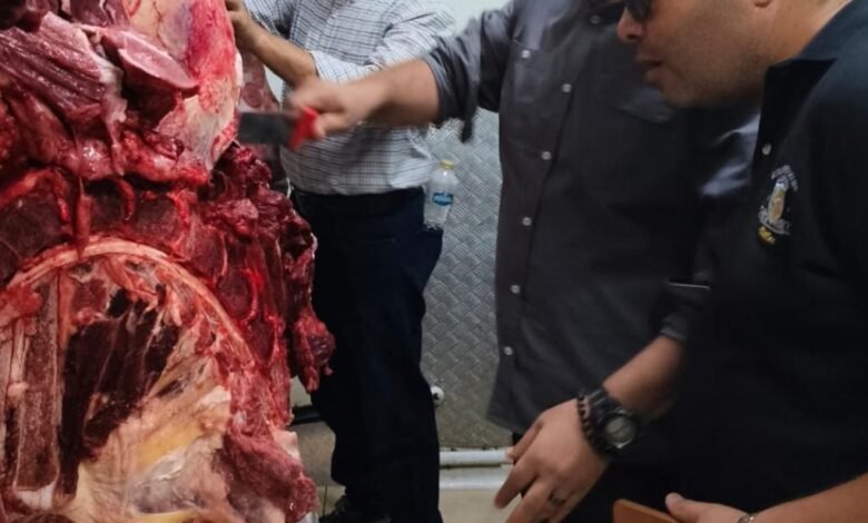 ضبط ١٥٠ كجم لحوم مذبوحة خارج المجازر وغير صالحة للاستهلاك الادمى فى مدينة العبور