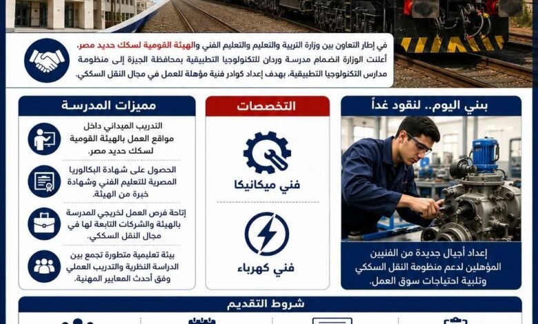 انضمام المدرسة التكنولوجية التطبيقية للنقل بوردان الجيزة إلى منظومة مدارس التكنولوجيا التطبيقية