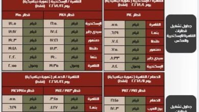 السكة الحديد : تشغيل قطارات إضافية ( ثالثة تهوية ديناميكية ) على خط القاهرة / الاسكندرية / الحمام والعكس